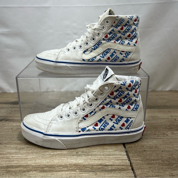 Vans Off The Wall I Love My Vans White Sneakers High Tops Womens Size 6‎ - Picture 3 of 10
